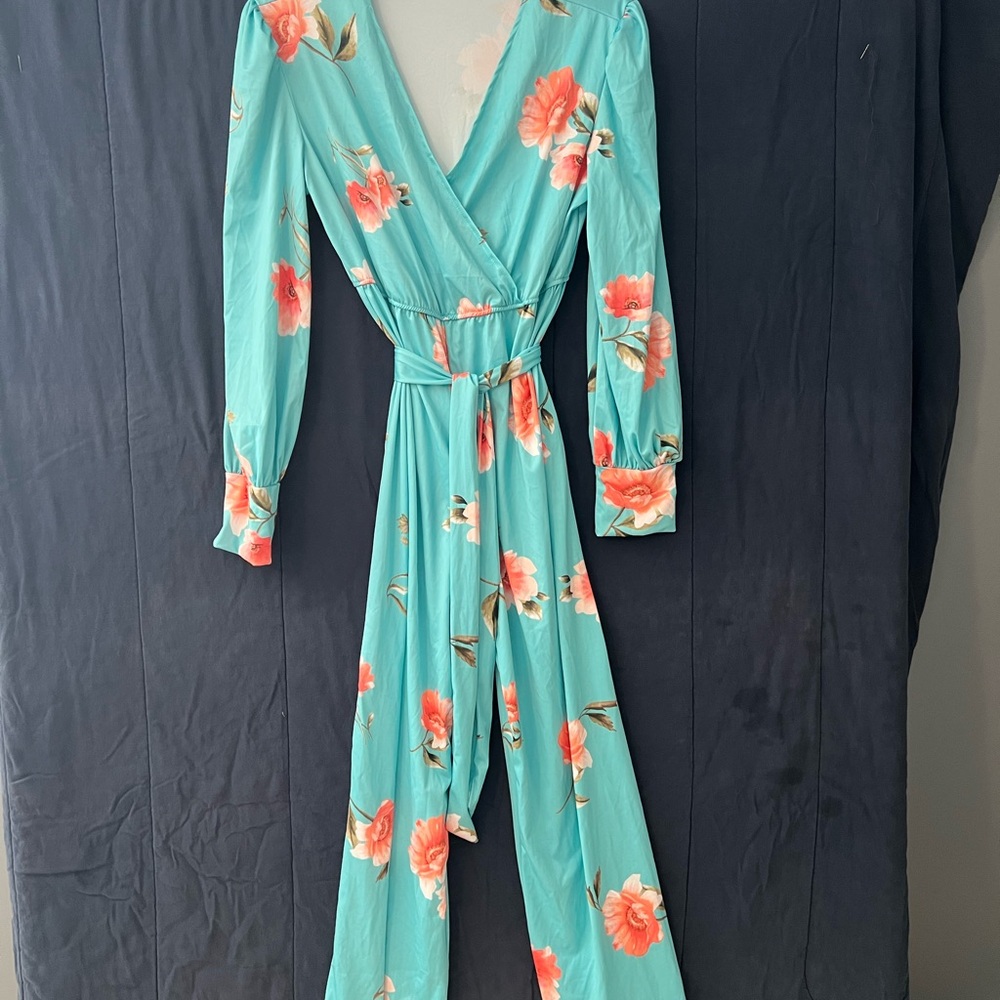Floral Teal Jumpsuit